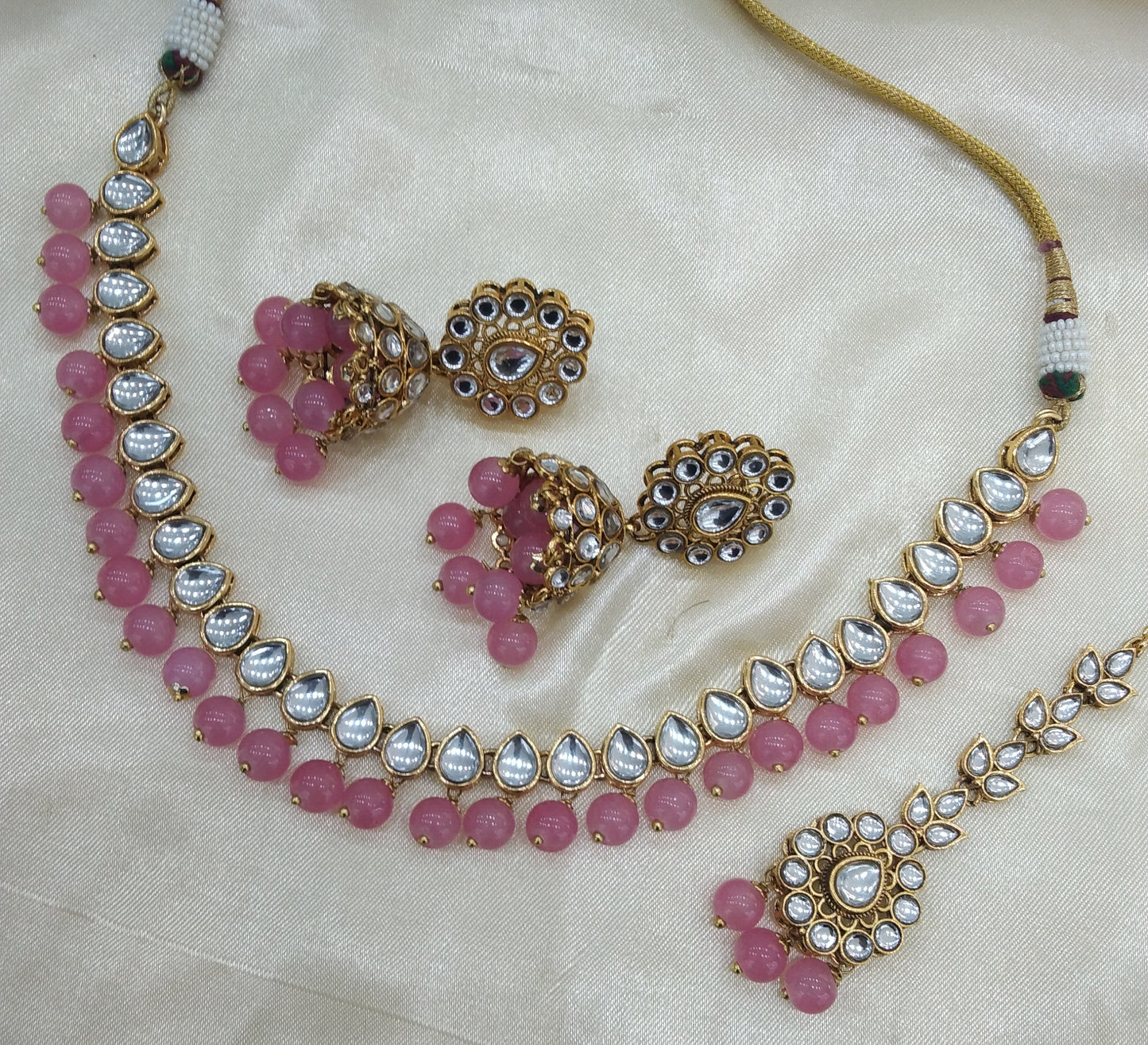 Omg Pink kundan Indian Necklace Jewellery Set