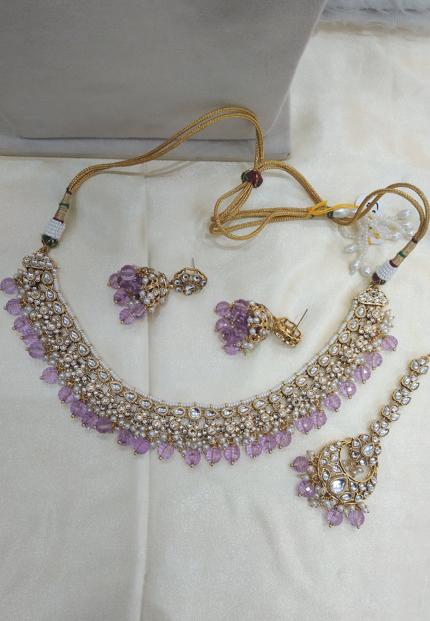 Lavendar Necklace Kundan Jewelry Jewellery Set