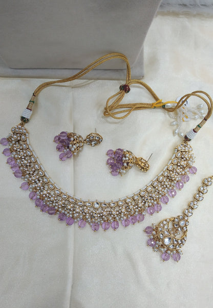 Lavendar Necklace Kundan Jewelry Jewellery Set