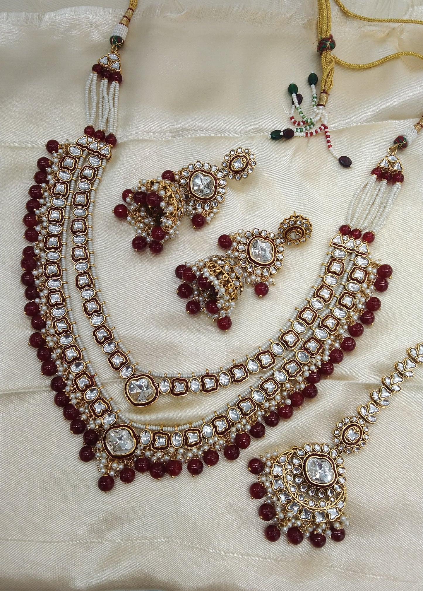 Maroon Rani Haar Kundan Jewelry Set