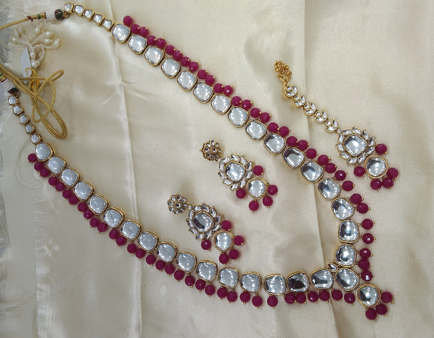 Dark Pink Rani Haar Kundan Jewelry Set