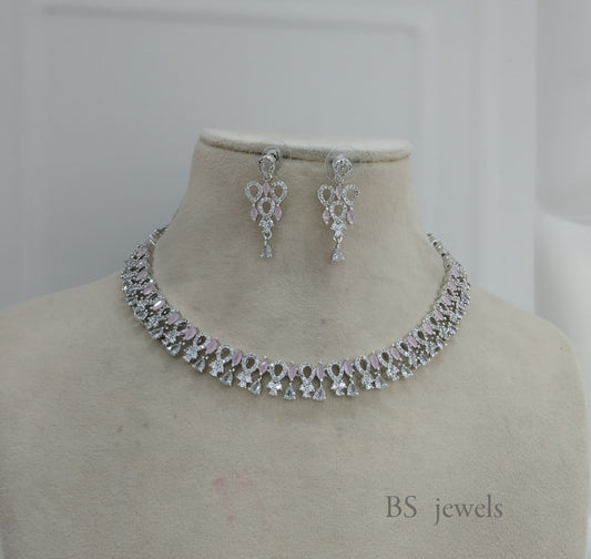 Silver pink Ad Laredo Necklace Set