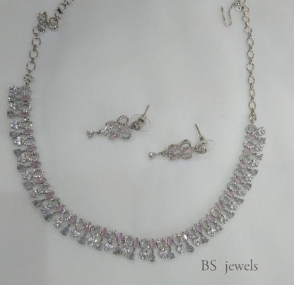 Silver pink Ad Laredo Necklace Set