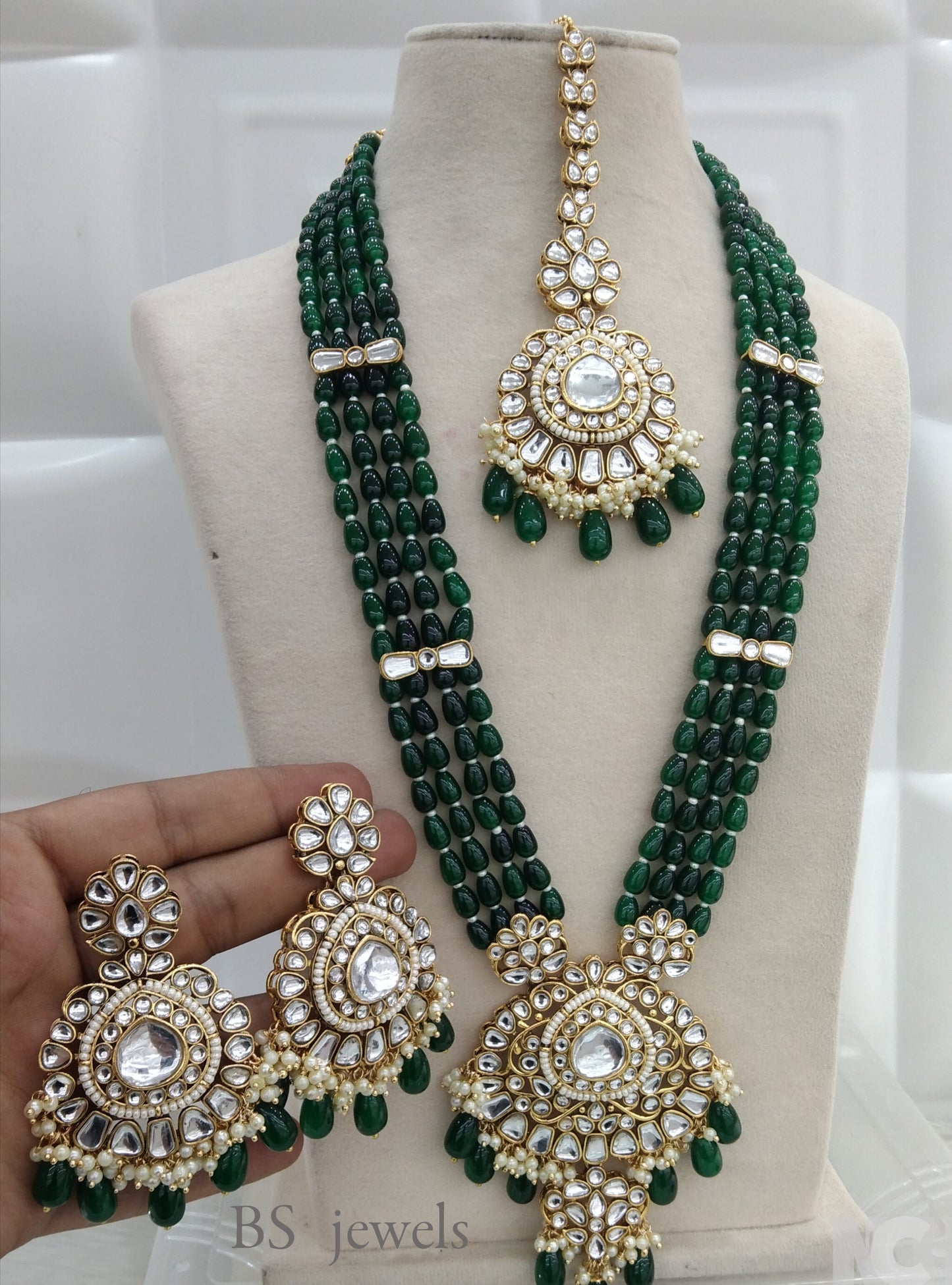 Rani Haar Green kundan Indian Jewelry Set