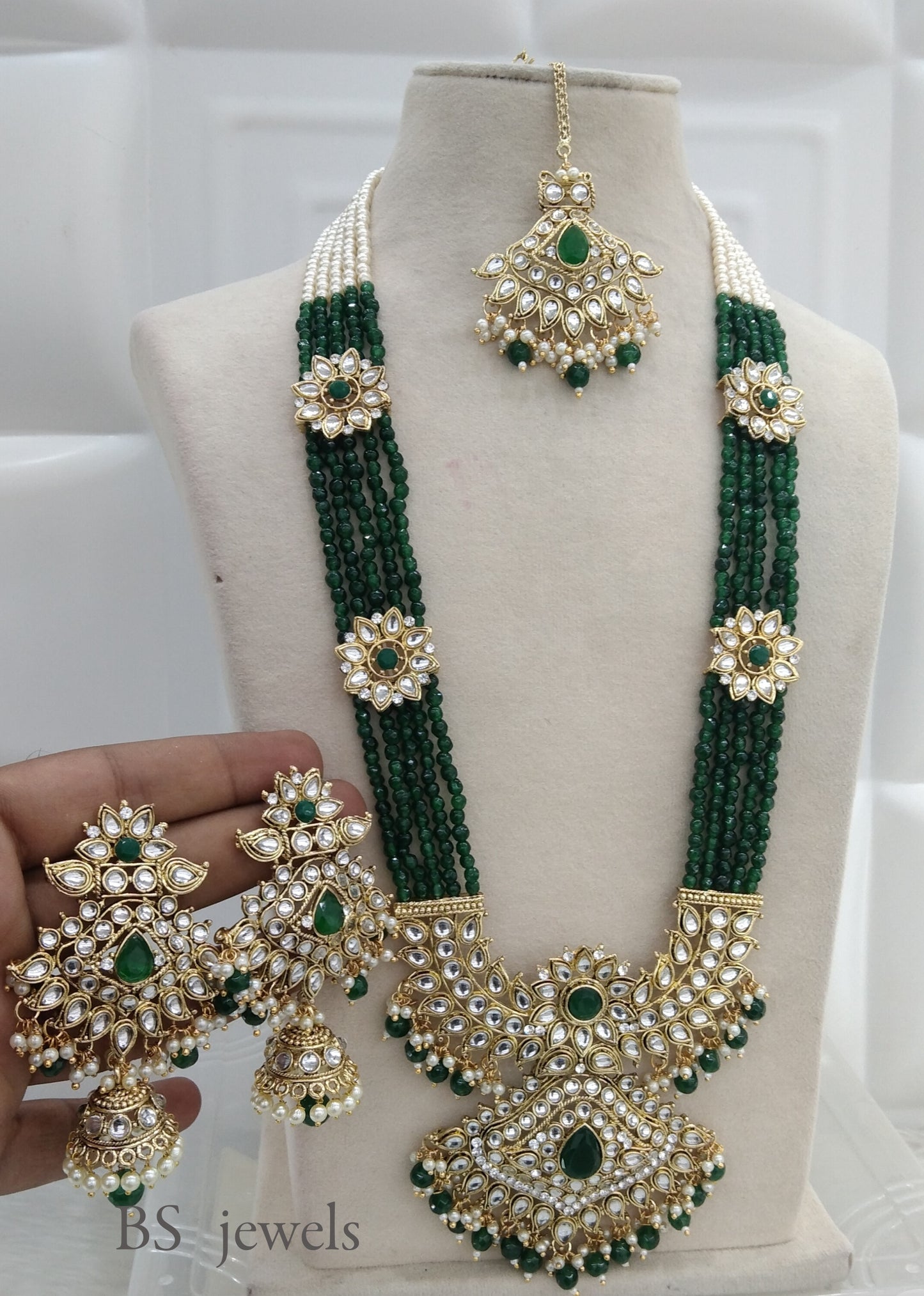 Rani Haar Green kundan Indian Jewelry Set