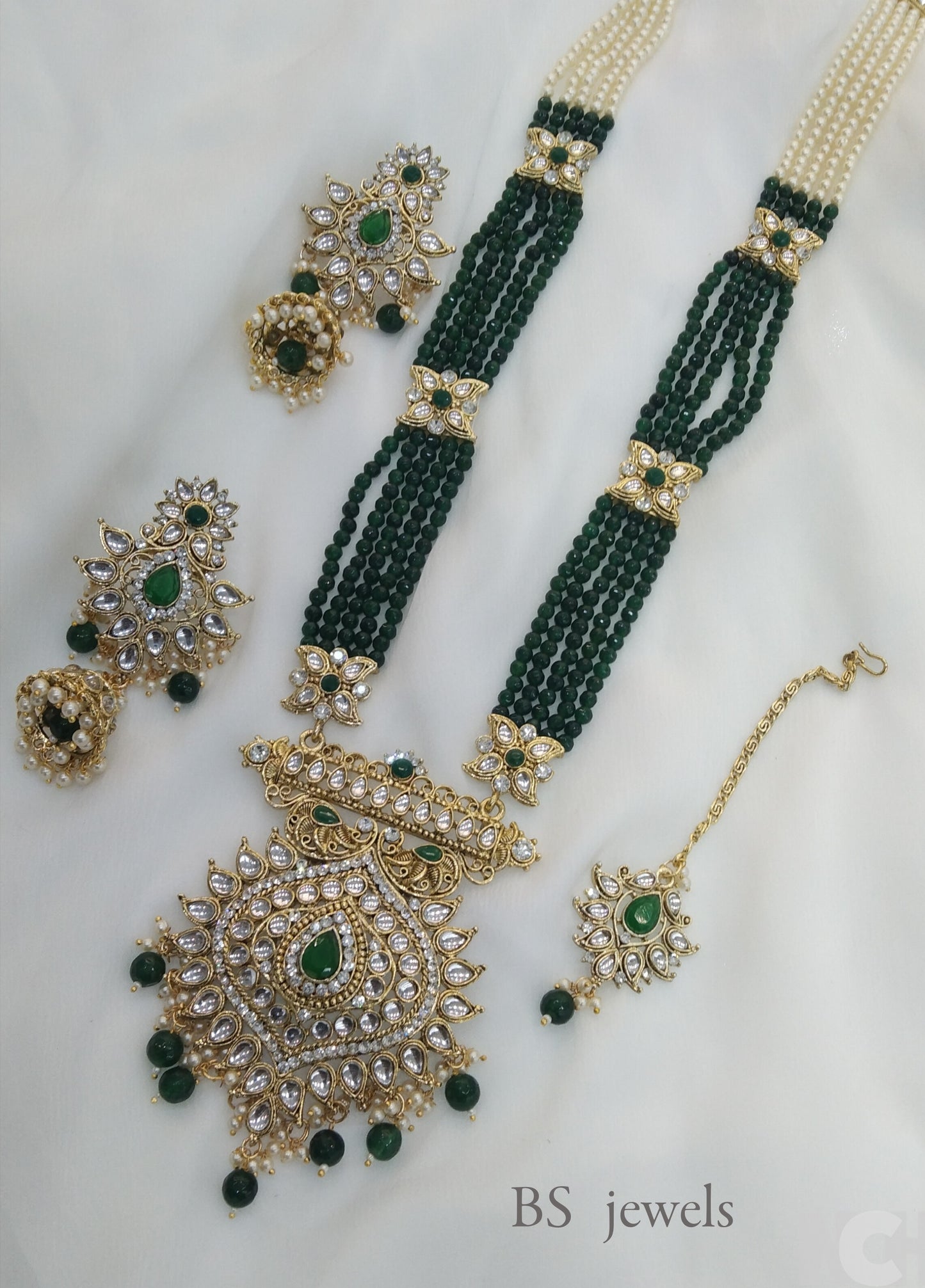 Rani Haar Green kundan Indian Jewelry Set