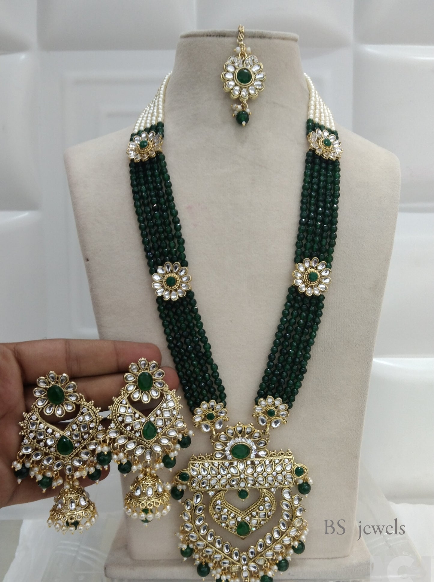 Green Rani Haar Indian Jewelry Set