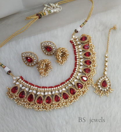 Raahi Red Kundan Jewelry Set