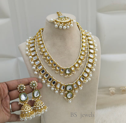 Kundan Layered Necklace Jewelery Boywood Style Reshu Set