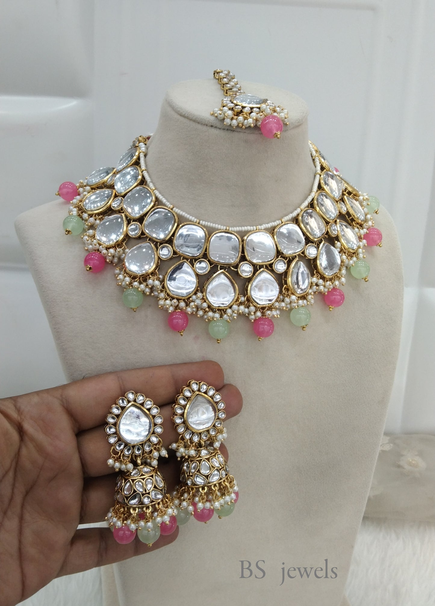 Sannu Gajri Mint  Kundan Jewelry  necklace set