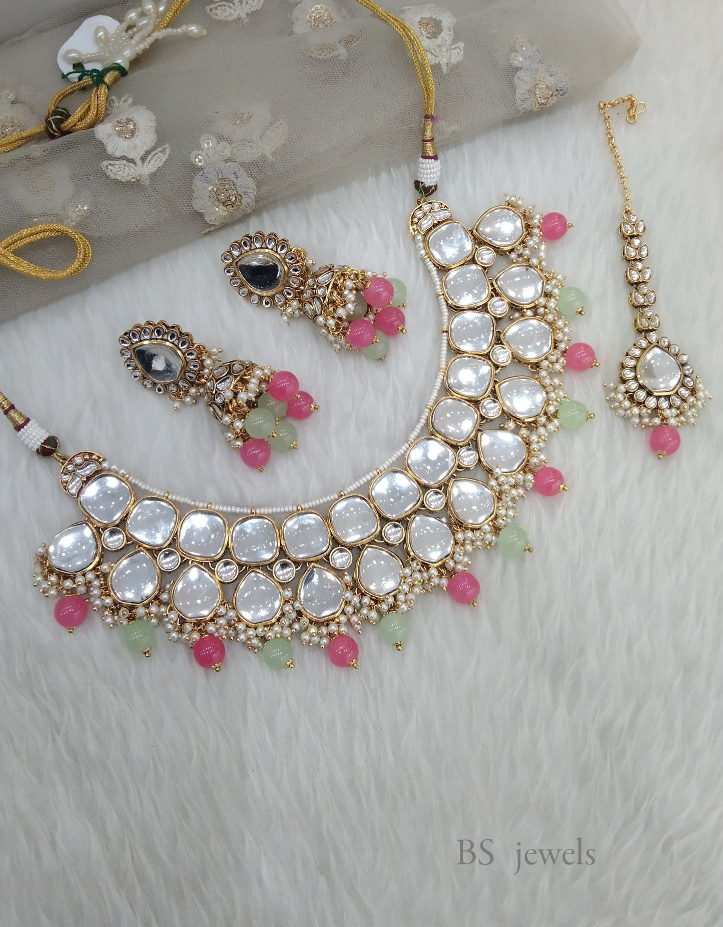 Sannu Gajri Mint  Kundan Jewelry  necklace set