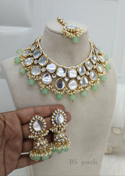 Sannu Pista Kundan Jewelry  necklace set