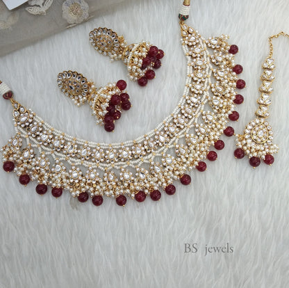 Ruby Kundan Jewelry Sera Necklace Set