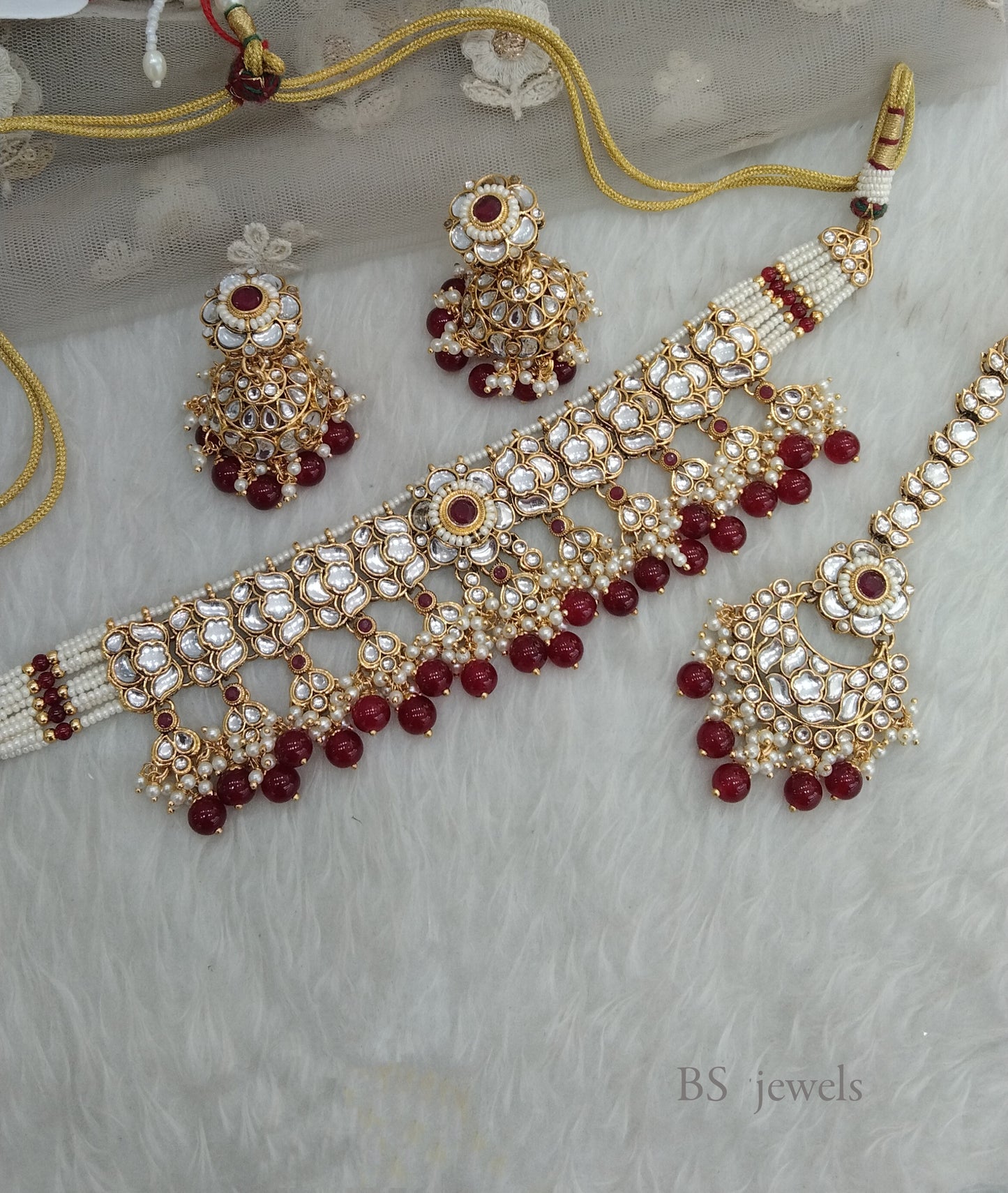 Ruby  Kundan Jewelry Sana choker Set