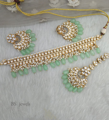 Pista Kundan Jewelry  Siya Choker Set