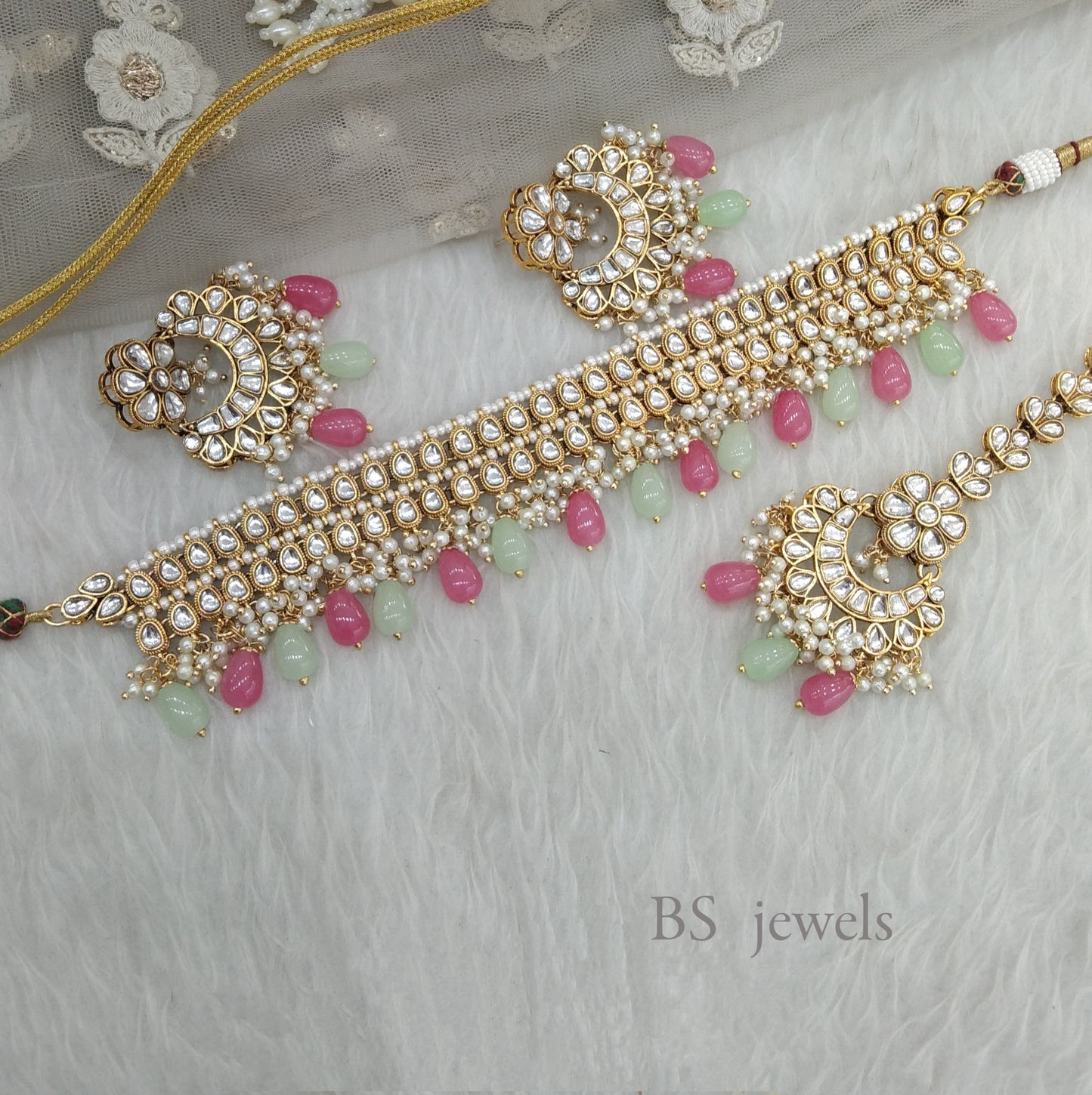 Gajri mint Kundan Jewelry  Siya Choker Set