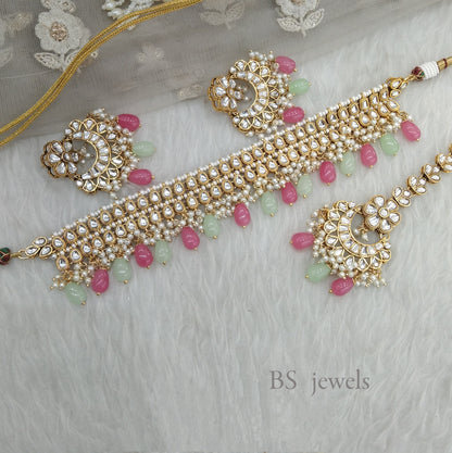 Gajri mint Kundan Jewelry  Siya Choker Set