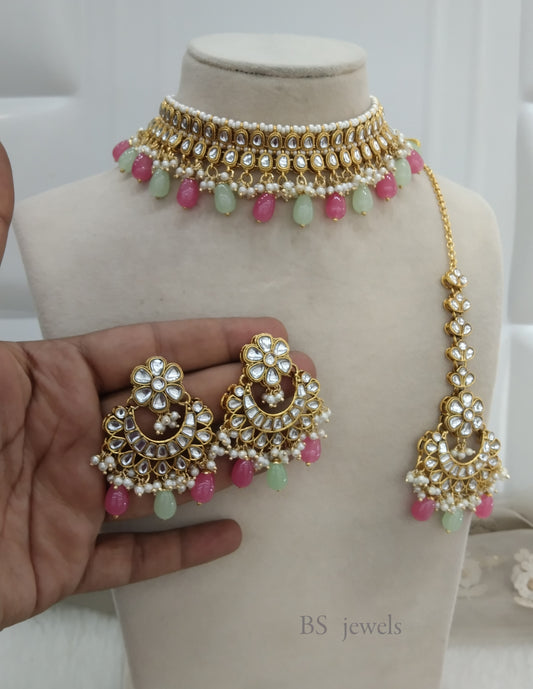 Gajri mint Kundan Jewelry  Siya Choker Set