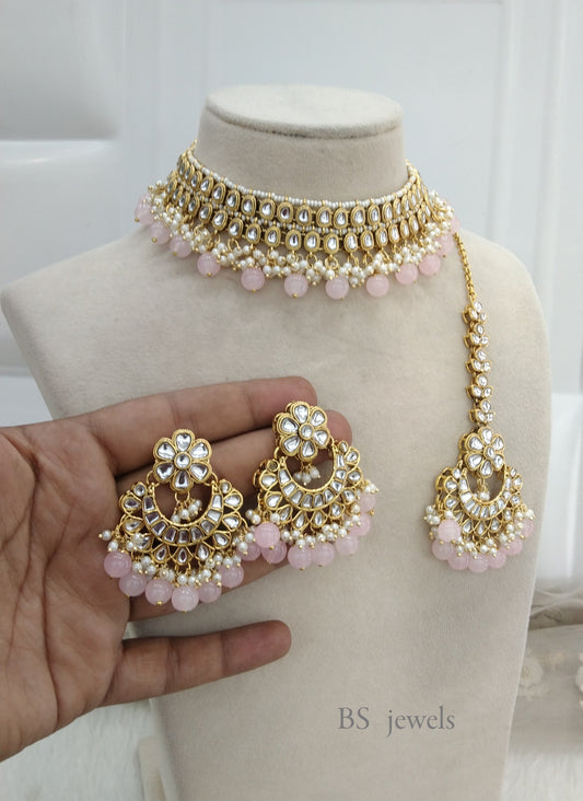 Pink Kundan Jewelry  Siya Choker Set