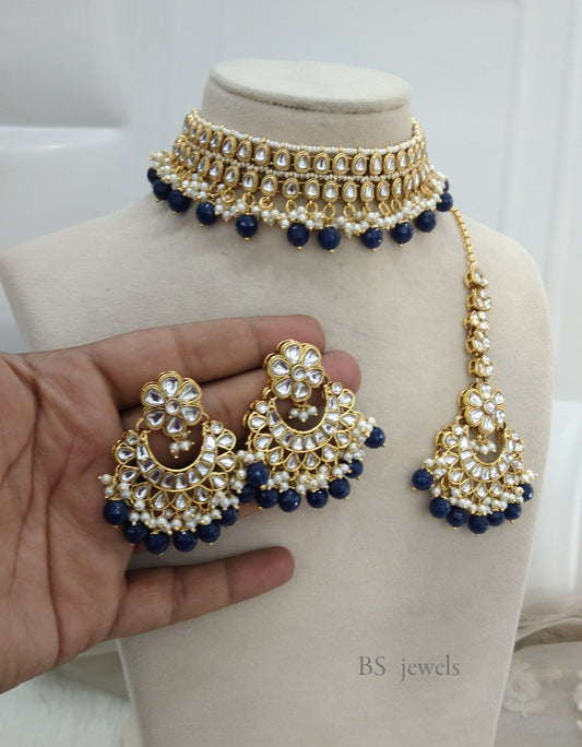 Blue  Kundan Jewelry  Siya Choker Set