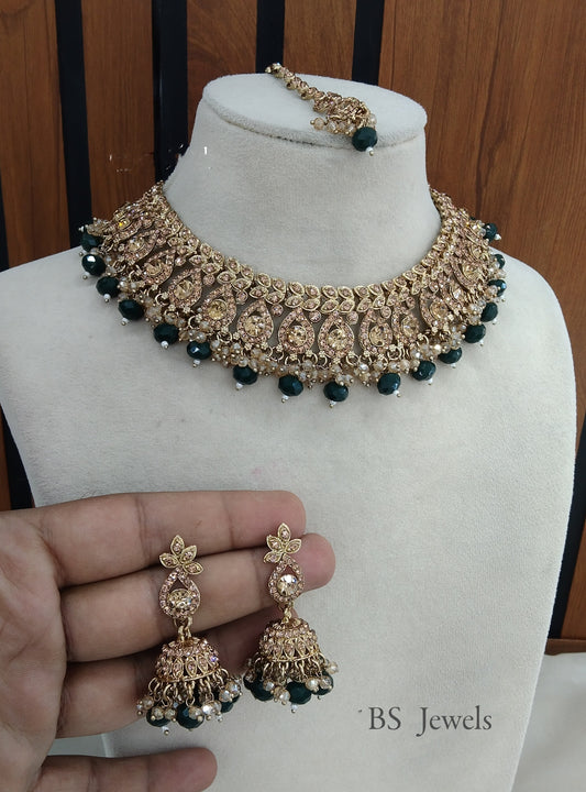 Choker Set Indian Green Choker Siraj Jewellery
