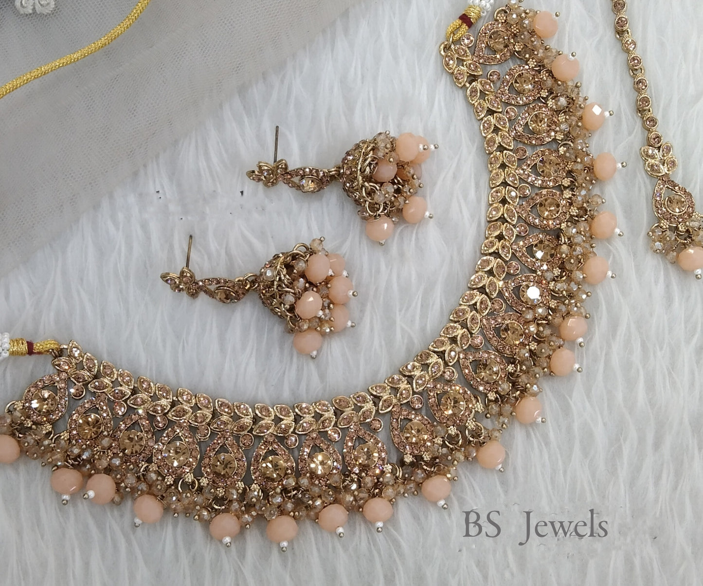 Peach Choker Set Indian  Choker Siraj Jewellery