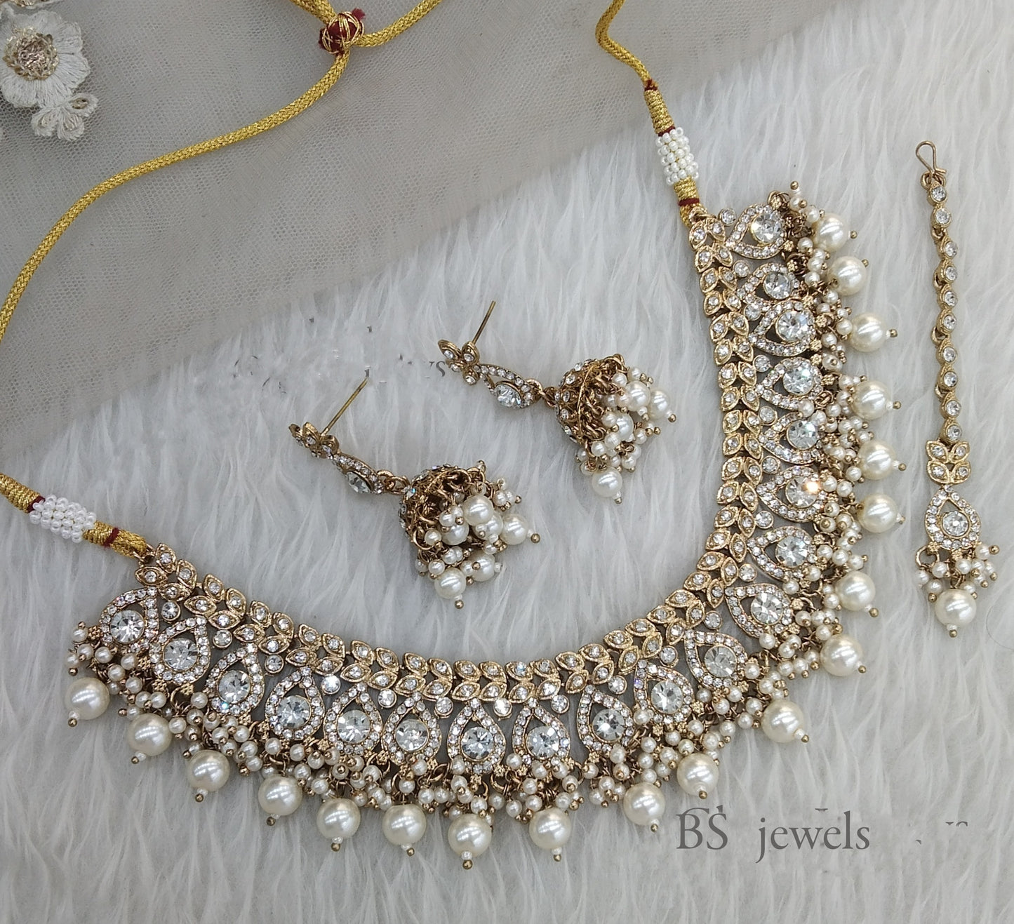White Choker Set Indian  Choker Siraj Jewellery