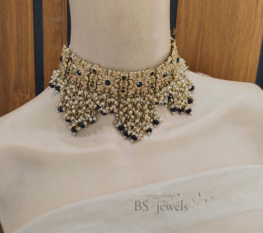Black Choker Set Indian  Choker Siraj Jewellery