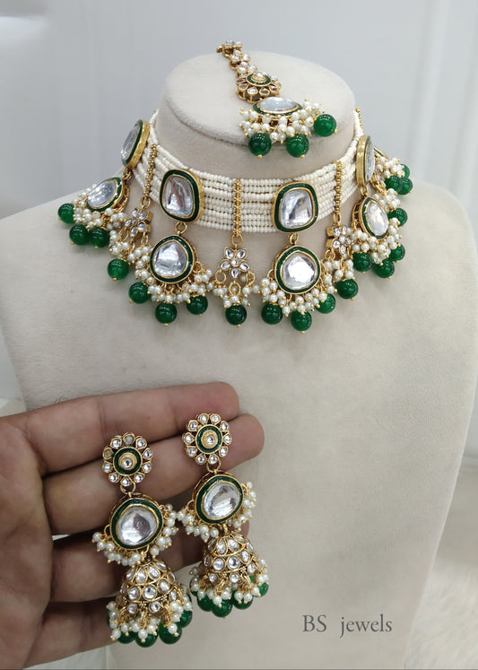 Toni Green Kundan Choker  set Earrings Jewelry