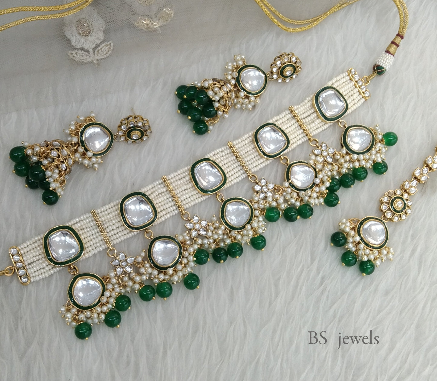Toni Green Kundan Choker  set Earrings Jewelry