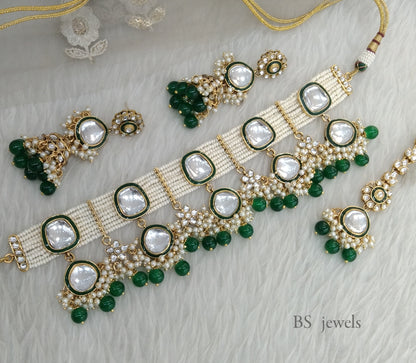 Toni Green Kundan Choker  set Earrings Jewelry