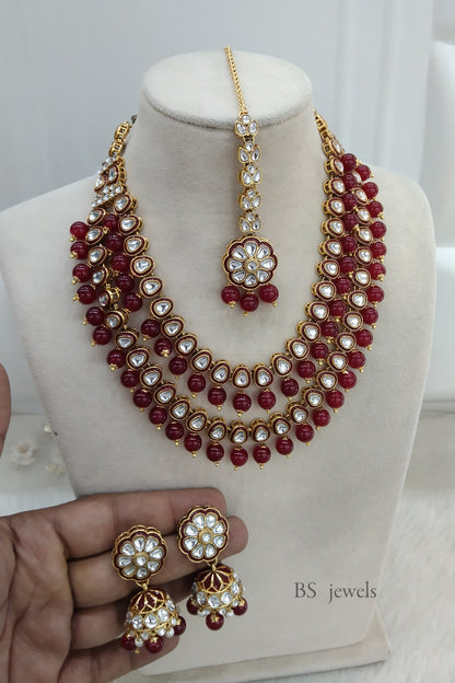 ruby Kundan Jewelry Tishu Set