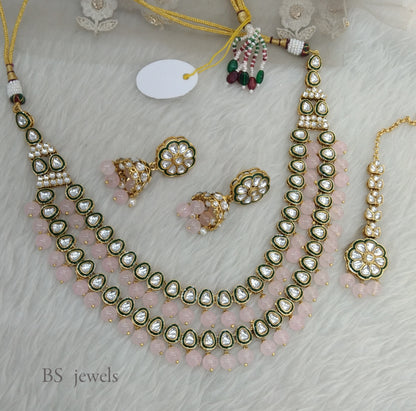 Baby Pink Kundan Jewelry Tishu Set