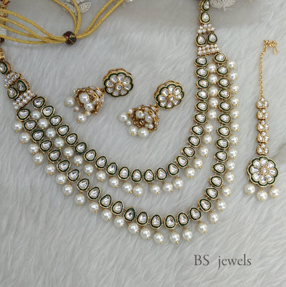 White Kundan Jewelry Tishu Set