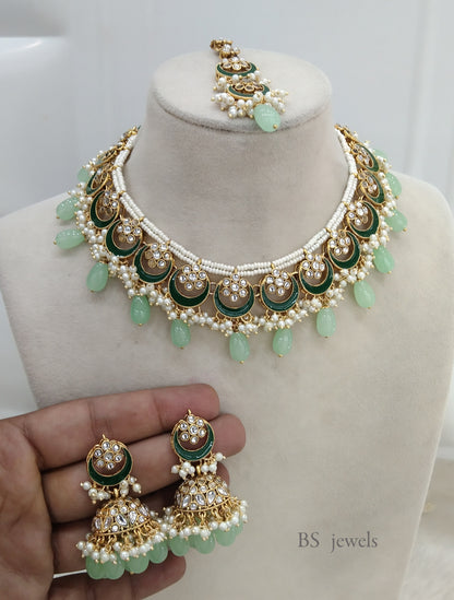 Tanvi Pista  Kundan Jewelry Set