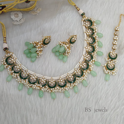 Tanvi Pista  Kundan Jewelry Set