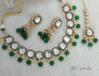 Tanu Green Kundan Jewelry Set