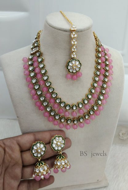 Gajri Kundan Jewelry Tishu Set