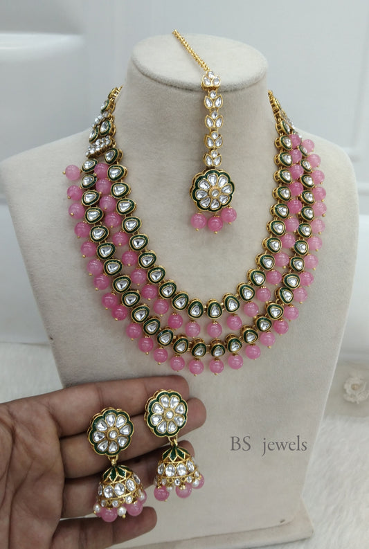 Gajri Kundan Jewelry Tishu Set