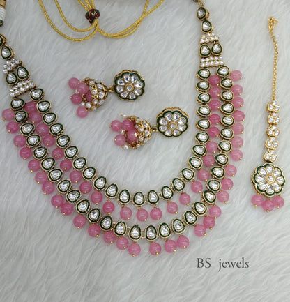 Gajri Kundan Jewelry Tishu Set