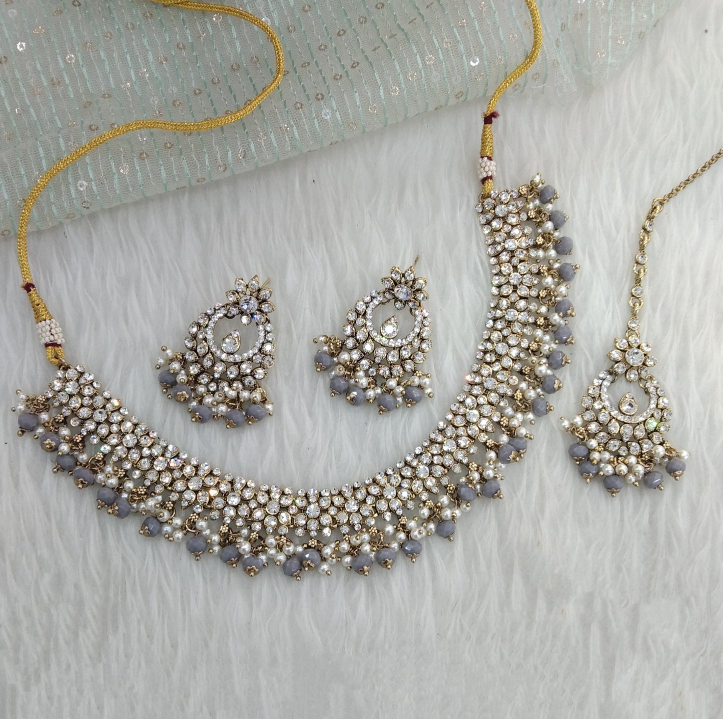 Grey necklace Set Indian jewellery Vita set