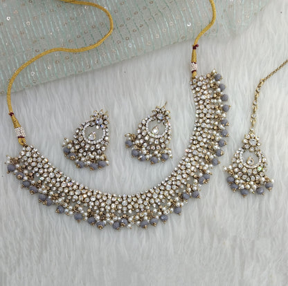 Grey necklace Set Indian jewellery Vita set
