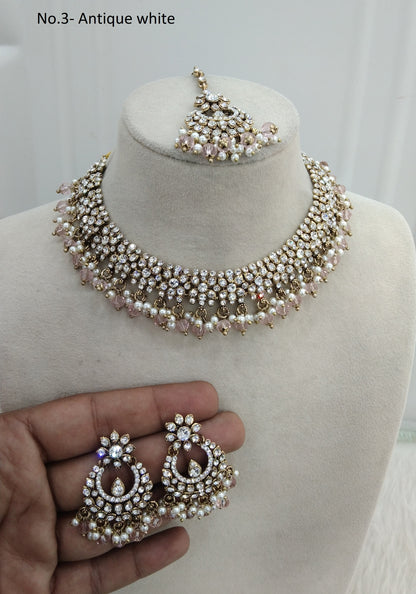 Antique white necklace Set Indian jewellery Vita set