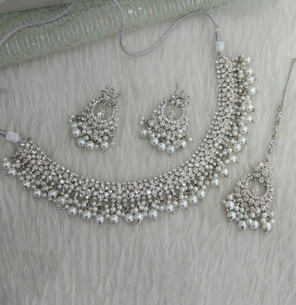 Silver necklace Set Indian jewellery Vita set
