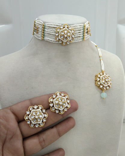 Sea Green Kundan Choker Jewelry Sandeep Set