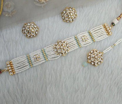 Sea Green Kundan Choker Jewelry Sandeep Set