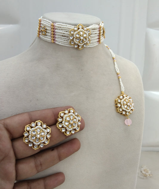 Kundan Choker Pink Jewelry Sandeep Set
