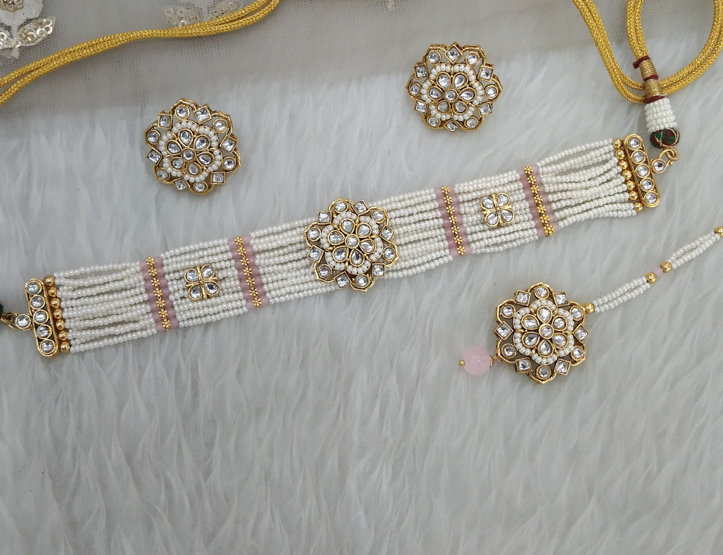 Kundan Choker Pink Jewelry Sandeep Set
