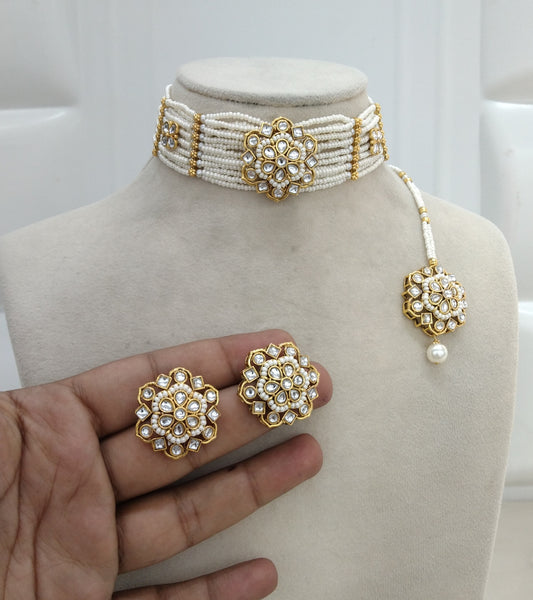 Kundan Choker White Jewelry Sandeep Set