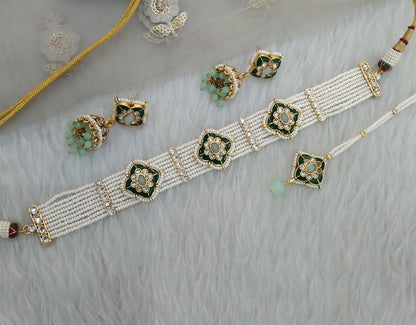 Kundan Choker Pista Jewelry sai Set